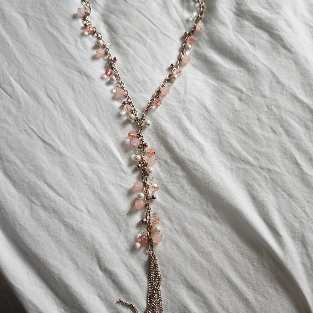 3/$25 Beaded Rose Gold Coloured necklace